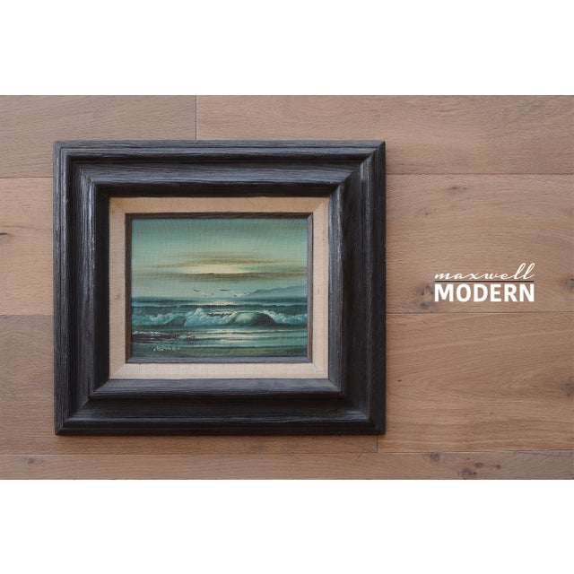 Vintage mid century era seascape oil on canvas with a beautiful rustic dark wood frame. Signed "Matteo" on the bottom left...