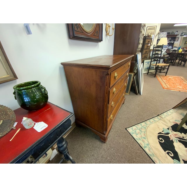 Circa 1790 American inlay Chippendale walnut chest.Brass hardware, four drawers, no key.