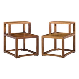 Edward Wormley for Dunbar Mid Century Mahogany Step End Tables - Pair For Sale