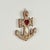 Rare and unusual antique sailor valentine handcrafted in exotic seashells in anchor form with a heart shaped pin cushion.