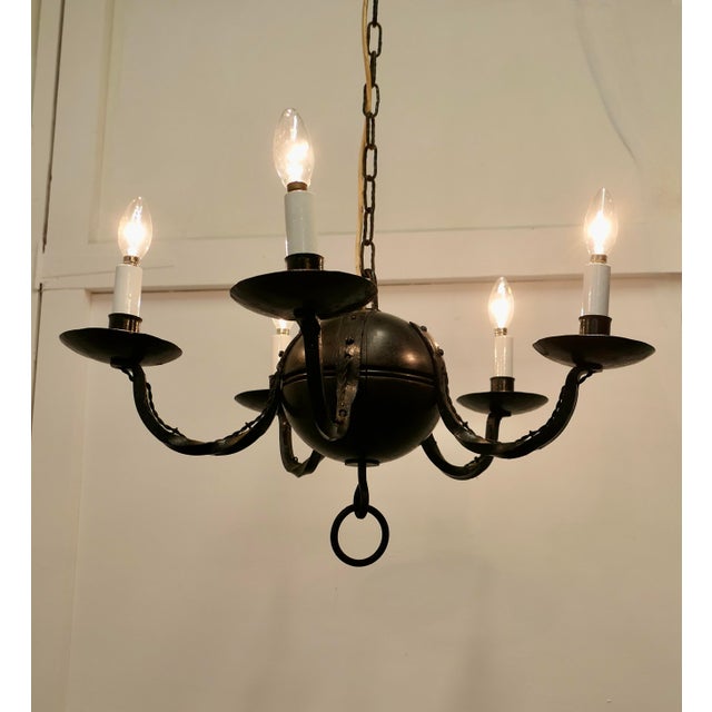 Gothic Iron and Wood Chandelier, 1920s For Sale - Image 10 of 13