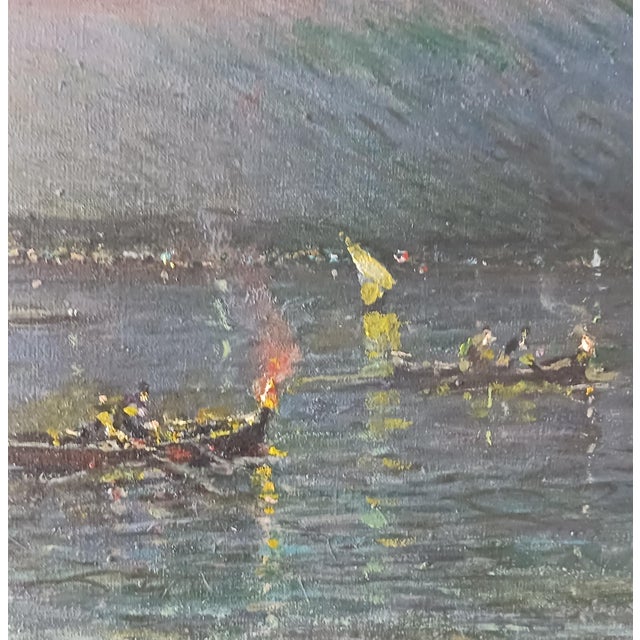 Traditional Night on the Bay of Naples - O/C F. Castigliano, Listed Italian Mid-Century For Sale - Image 3 of 7