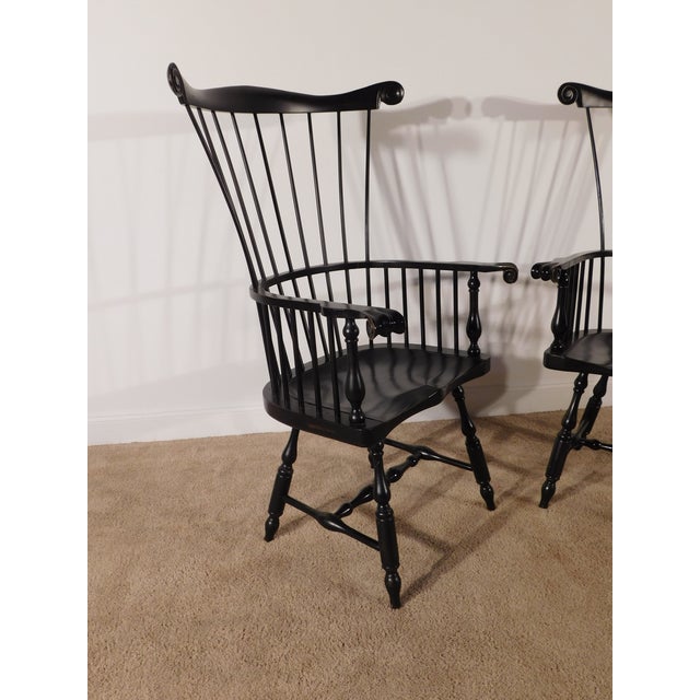 Massive Pair Vintage D R Dimes Style Painted Comback Windsor Arm Chairs For Sale - Image 11 of 15