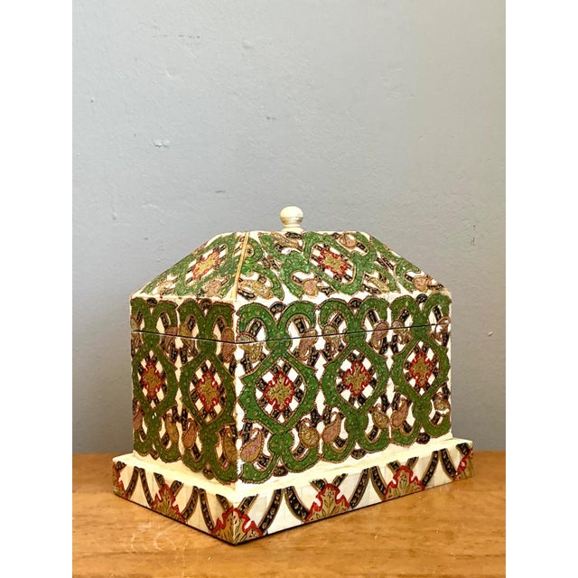 Green Vintage Inlay Stone Box For Sale - Image 8 of 12