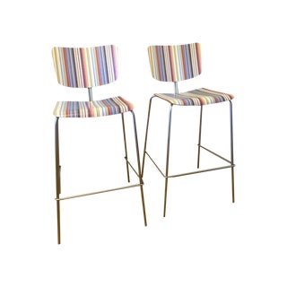DWR B-Pop Mulitcolored Bar Stools - A Pair For Sale