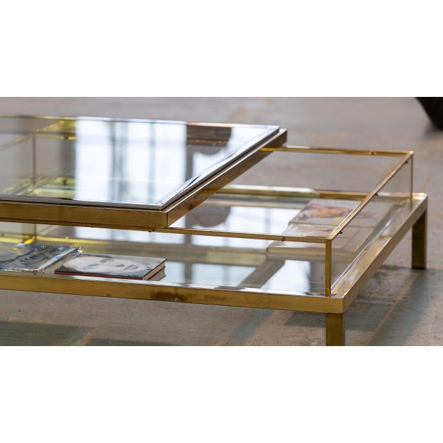 Hollywood Coffee Table in Chrome, Brass, Steel & Glass from Maison Jansen, 1970s For Sale - Image 16 of 17