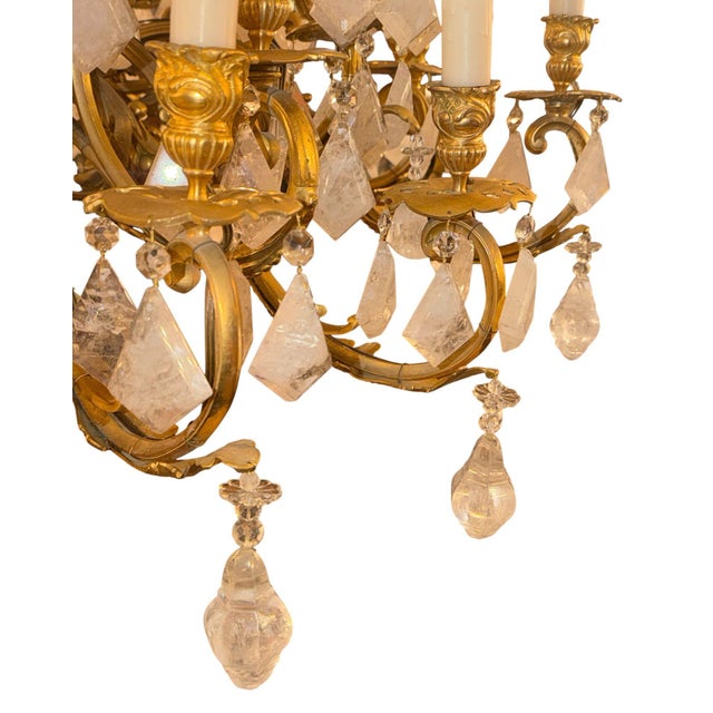 1880s Louis XVI 42-Light Dore Bronze & Rock Crystal Chandelier Signed b.r For Sale - Image 4 of 15
