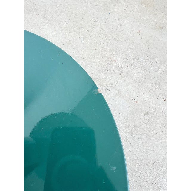 Green Lacquered Metal Floor Lamp with Gold Lampshade, 1980s For Sale - Image 9 of 11