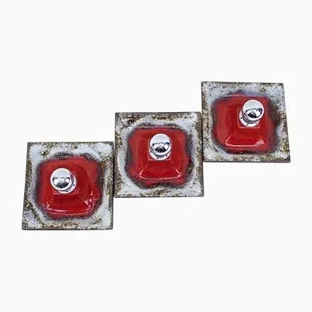 Red Space Age Ceramic Wall Lamps, Germany, 1960s, Set of 3 For Sale - Image 8 of 8