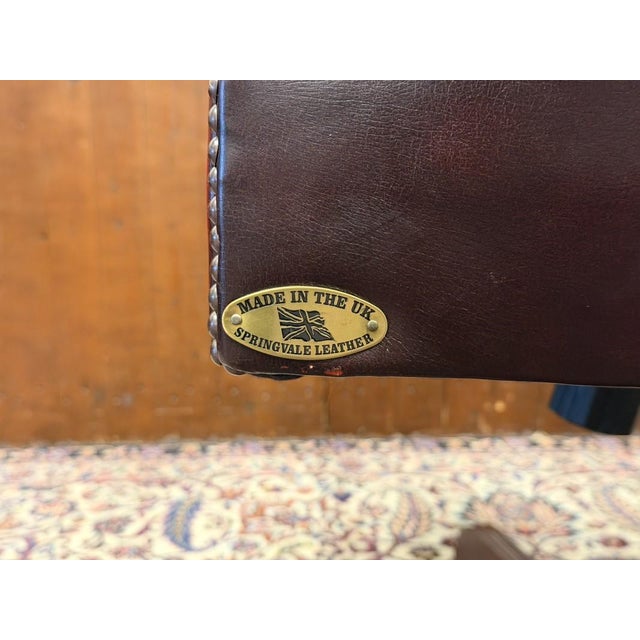 Red English Springvale Chesterfield Office Chair For Sale - Image 8 of 9