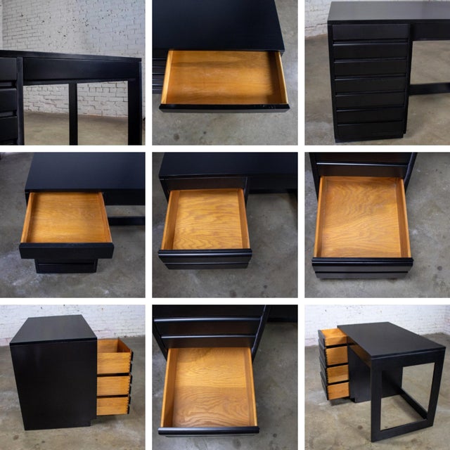 Mid-20th Century MCM Desk by Sligh Furniture Cross Country Line With Black Painted Frame For Sale - Image 15 of 17