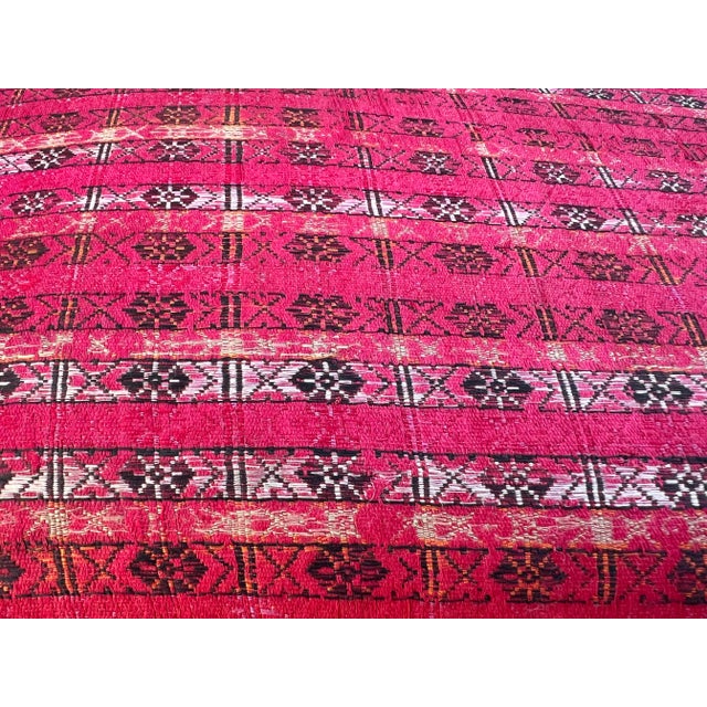 Textile Red and Black Custom Down Pillow Made From 19th Century Silk Turban Indian/Turkish Fabric From Pat McGann Gallery For Sale - Image 7 of 9