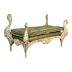 Hollywood Regency Swan Bench / Daybed by Maison Jansen, Hand Carved, Distressed