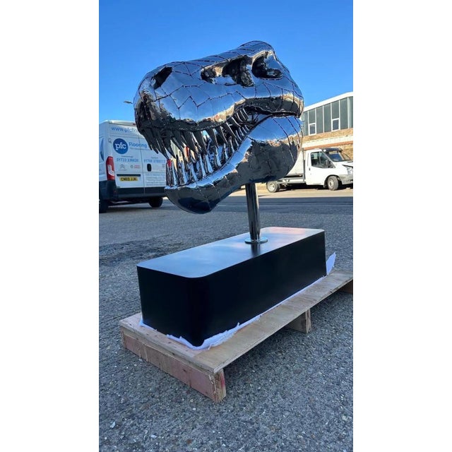 Tyrannosaurus Rex Sculpture in Stainless Steel For Sale - Image 10 of 15