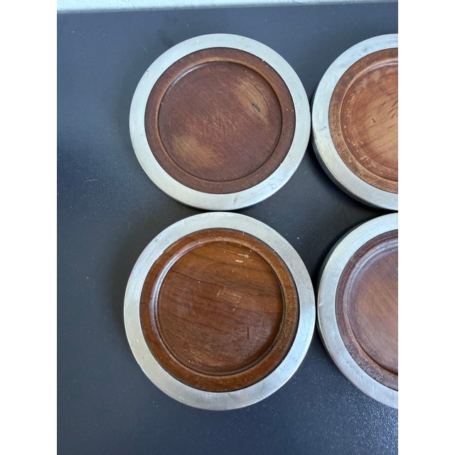 Jean Dobré Jacaranda and Stainless Steel Coasters for Tropic-Art - Set of Six For Sale - Image 6 of 12