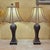 Vintage Uttermost Carved Wood-Finish Urn Table Lamps With Damask Shades – Pair For Sale - Image 11 of 18