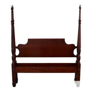 Full Carved Mahogany Bed Vintage Four Poster Frame Chippendale Style For Sale