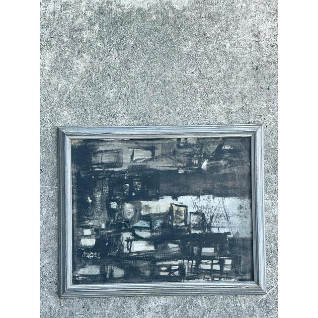 Mid-Century Modern Vintage Framed Abstract Painting For Sale - Image 3 of 12