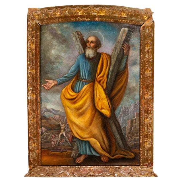 Spanish Baroque Artist, Saint Andrew, 1750, Large Oil on Canvas For Sale - Image 7 of 7
