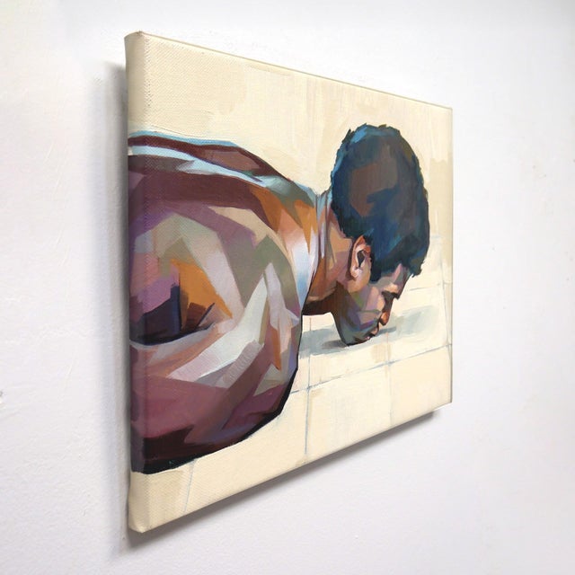 Repose Kissing the Ground by Ale Casanova | Oil on linen of a man lying face down on the ground For Sale - Image 4 of 5
