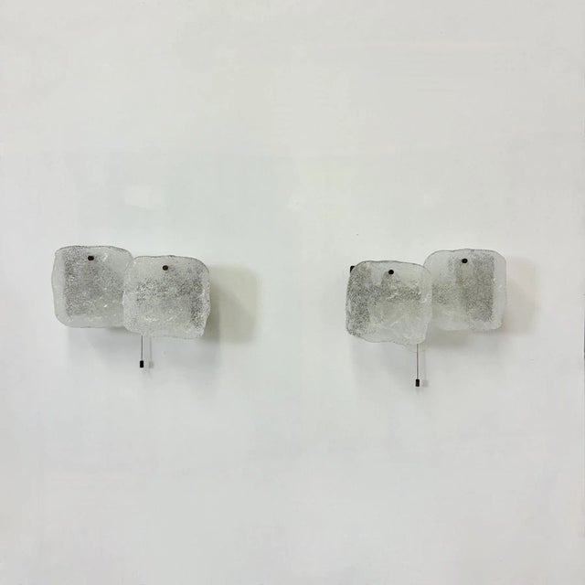 Modernist Frosted Ice Glass Wall Lamp attributed to J. T. Kalmar for Kalmar, 1960s For Sale - Image 8 of 8