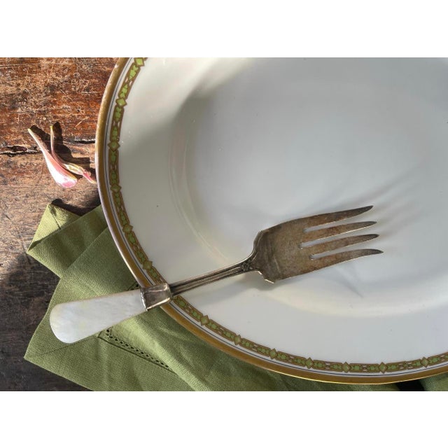 French Antique t.v. Tressemanes and Vogt Green Greek Key Pattern 6377 Platter Limoges France For Sale - Image 3 of 10