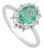14k Gold Statement Oval Emerald & Diamond Cluster Engagement Ring Size 7 For Sale