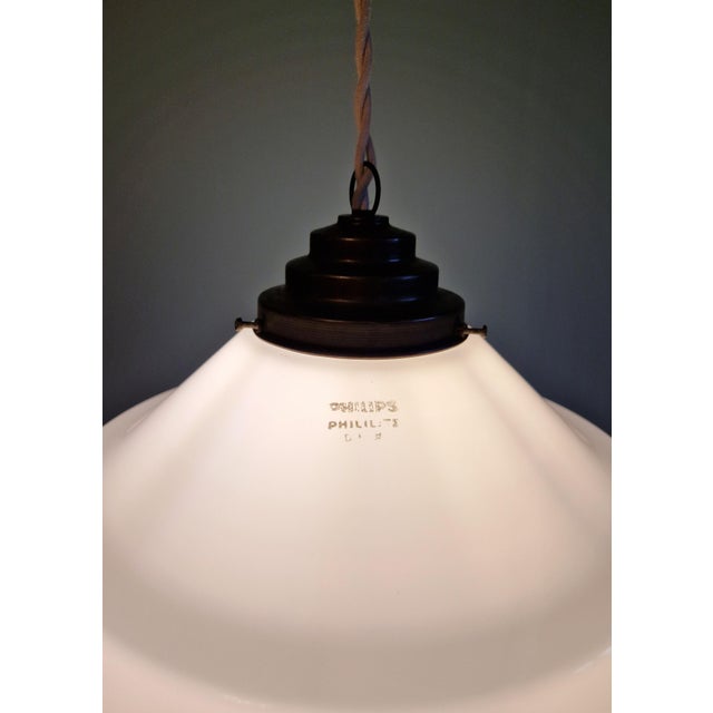 1930s Art Deco Phililite Series Pendant Light in White Opaline Glass from Philips, 1930s For Sale - Image 5 of 14