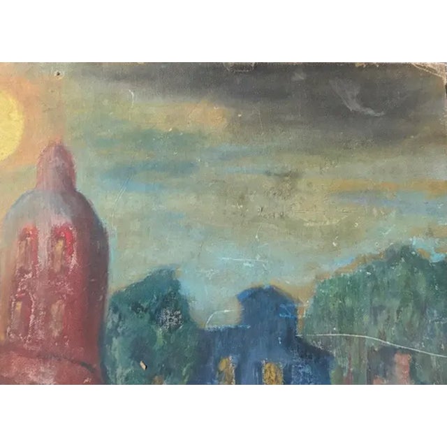 Mid 20th Century Mid Century European Painting - Sun Over a City For Sale - Image 5 of 8