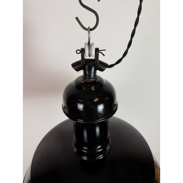 Industrial Bauhaus Black Enamel Pendant Lamp, 1930s For Sale - Image 11 of 18