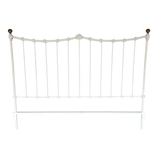 Elliott's Designs King Size Cast Iron Headboard With Brass Balls For Sale
