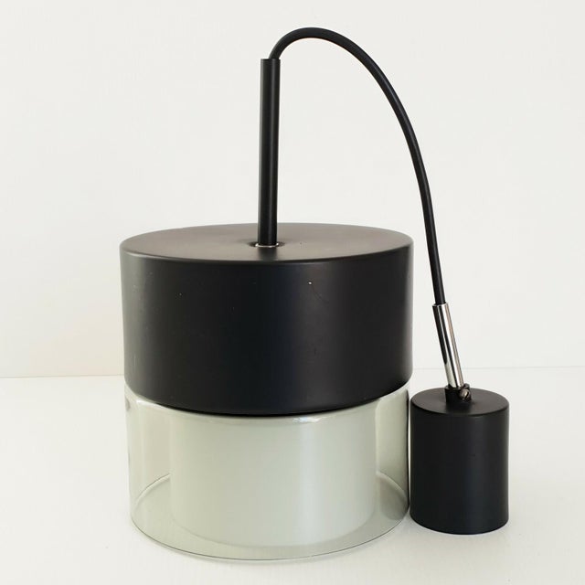 Mid-Century Modern Vintage Steel and Glass Pendant Light, 1960s For Sale - Image 3 of 8