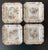 A beautiful set of four (4) square majolica faience French plates, circa 19th century, France, Europe. Piece showcases Art...