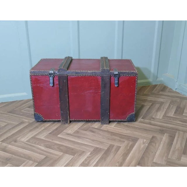 Leather Travel Trunk, 1900s For Sale - Image 3 of 8