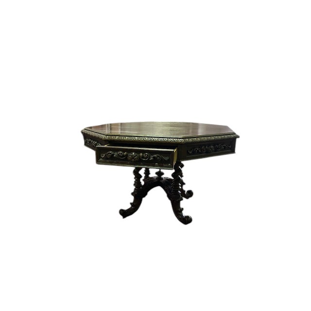 English Carved Oak Octagonal Center Table For Sale - Image 9 of 12