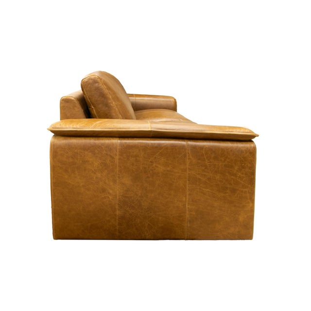 Traditional Pasargad Home Hudson Top Grain Leather Sofa, Traditional 3-Seat Couch With Solid Wood Frame For Sale - Image 3 of 9