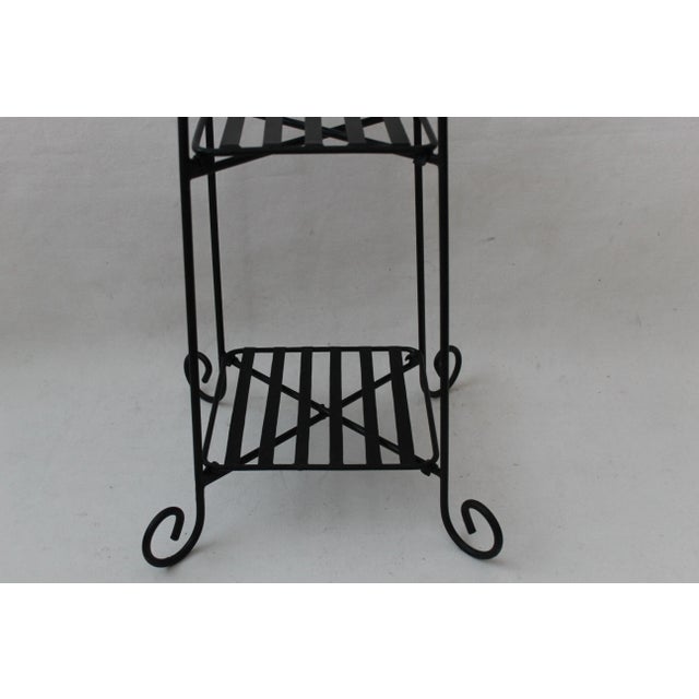 Black Vintage Painted Metal Three Tier Plant Stand Tassel Detail Mid Century For Sale - Image 8 of 10