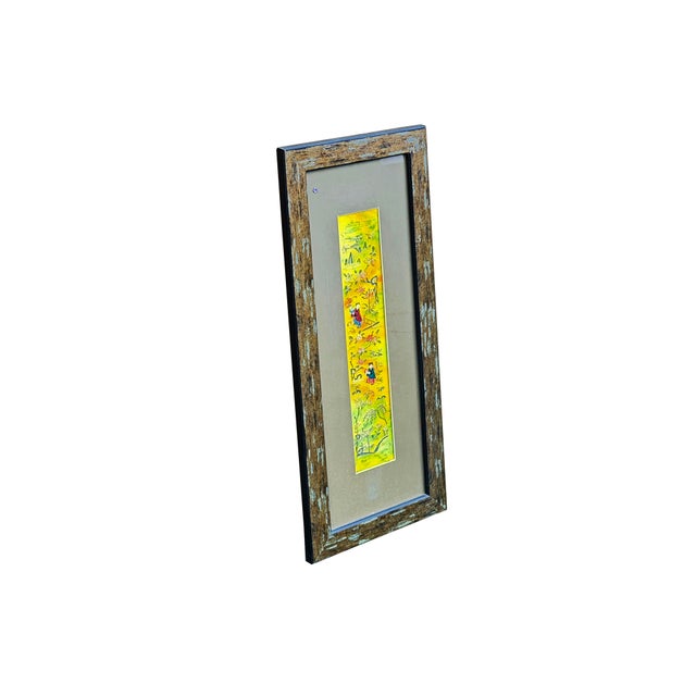 Vintage Yellow Scenery Embroidered Rectangular Framed Wall Art B For Sale In San Francisco - Image 6 of 14