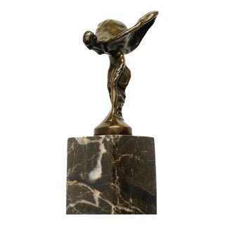 Art Deco Style Spirit of Ecstasy Sculpture, Golden Bronze For Sale