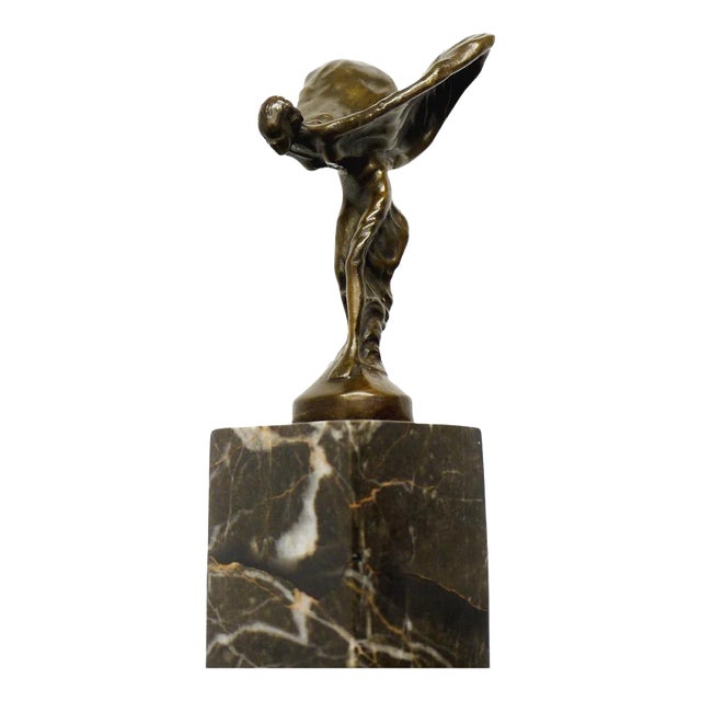 Art Deco Style Spirit of Ecstasy Sculpture, Golden Bronze For Sale