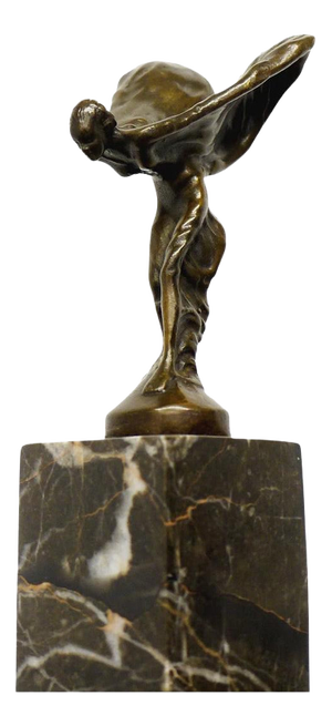 Art Deco Style Spirit of Ecstasy Sculpture, Golden Bronze