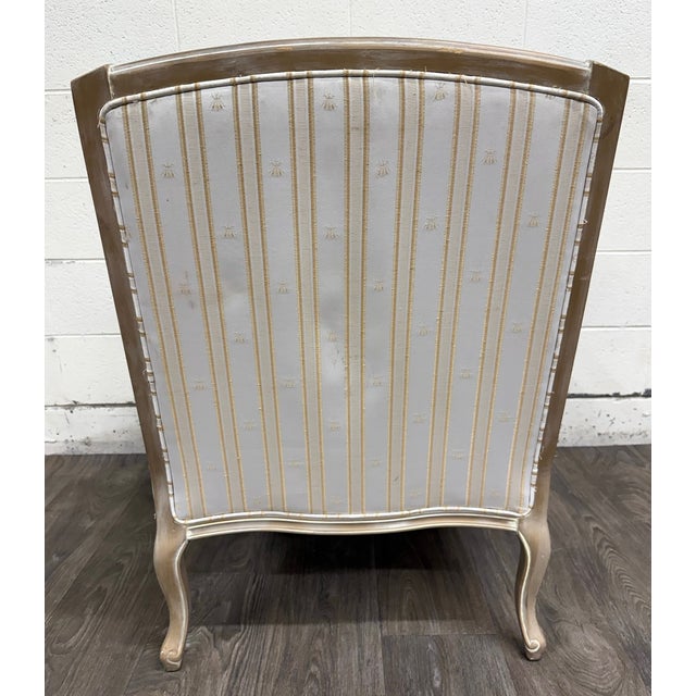 Vintage Sam Moore Louis XV Style Bergere Carved Upholstered Lounge Chair For Sale - Image 11 of 13