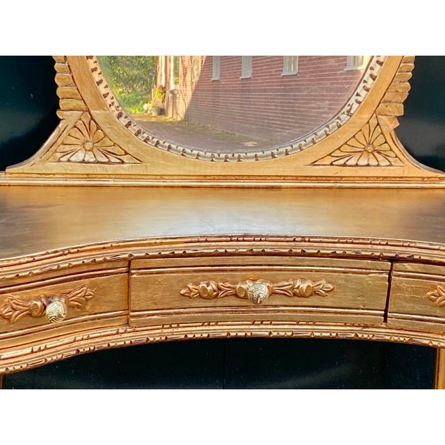 1940s French Louis XVI Gold Beech Vanity & Mirror Set 2-Pc For Sale - Image 9 of 13