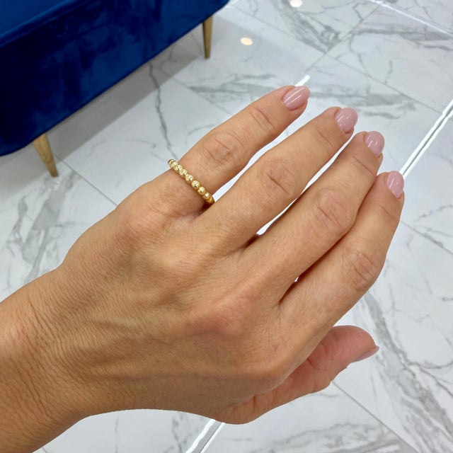 Gold Tiffany & Co. 18k Yellow Gold Comfort-Fit Shank Ball Ziegfeld Beaded Band Ring, Size 5 For Sale - Image 8 of 8