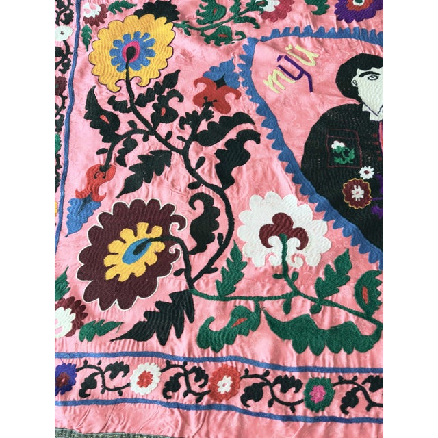 Red Asian Suzani Bedspread - Decorative Textile For Sale - Image 8 of 9