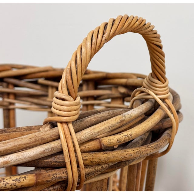 Brown Large Vintage French Open Weave Basket For Sale - Image 8 of 10