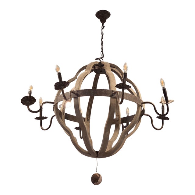 1970s8 Light Dimmable Rustic Empire Stout Chandelier For Sale