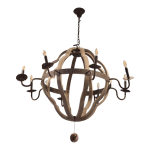 1970s8 Light Dimmable Rustic Empire Stout Chandelier