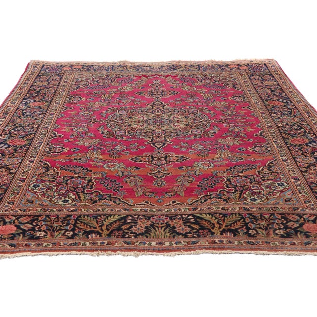 Victorian Antique Persian Kashan Rug, 04'06 X 06'10 For Sale - Image 3 of 10