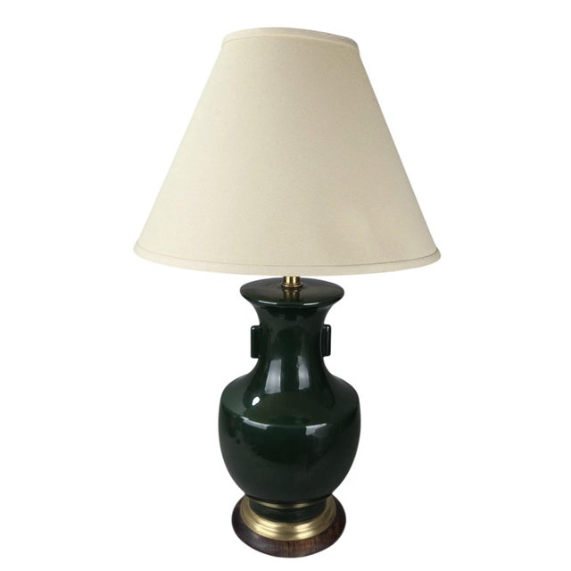 Mid 20th Century Vintage Mid-Century Modern Frederick Cooper Dark Green Ceramic Table Lamp For Sale - Image 5 of 10